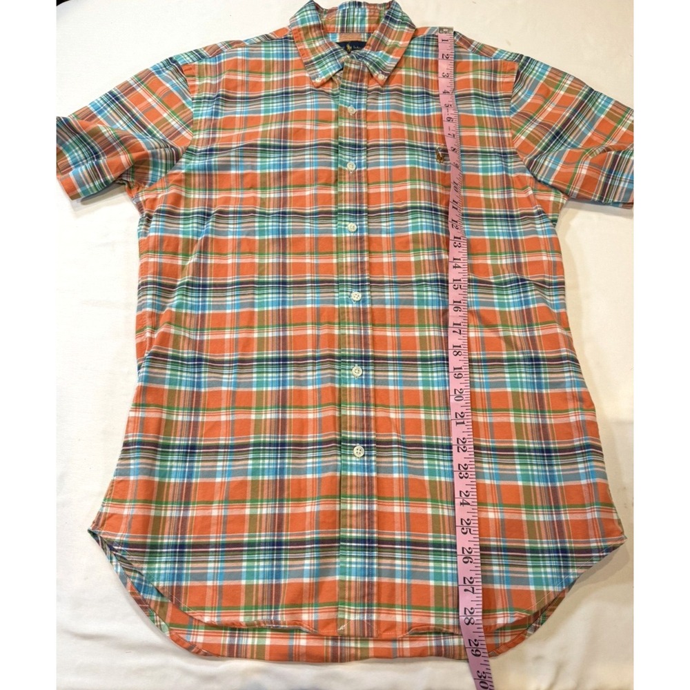Ralph Lauren Mens Medium Plaid Slim Fit Short Sleeve Button Down Shirt - Picture 4 of 6